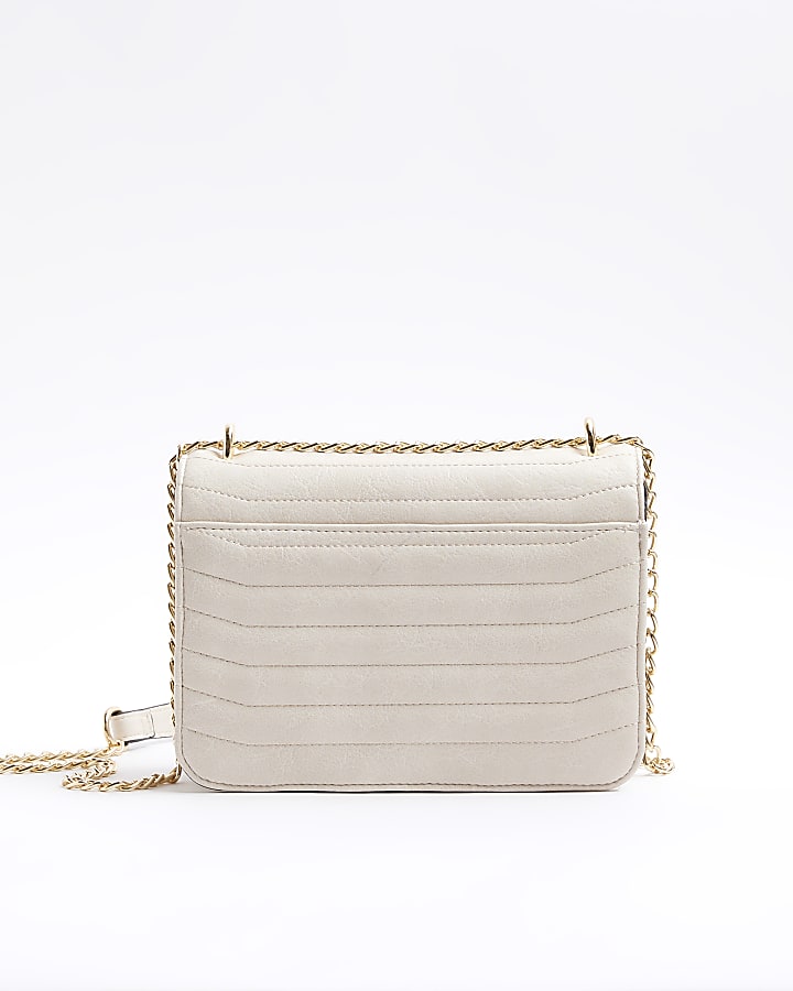 Cream quilted chain shoulder bag