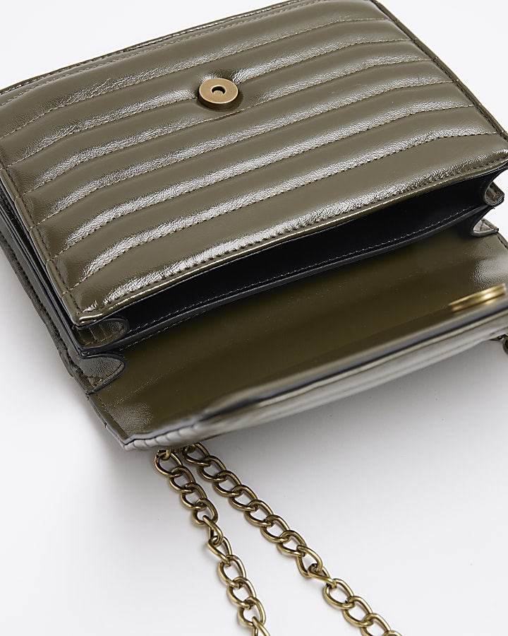 Khaki Quilted Chain Shoulder Bag