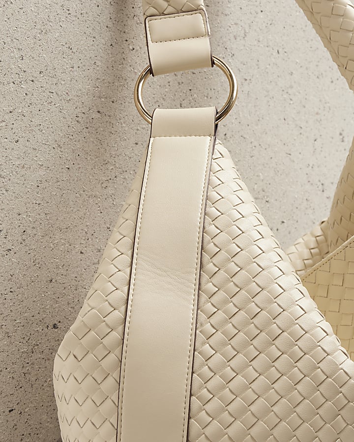 Cream Woven Slouch Tote Bag