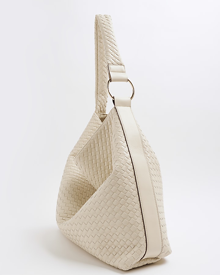 Cream Woven Slouch Tote Bag