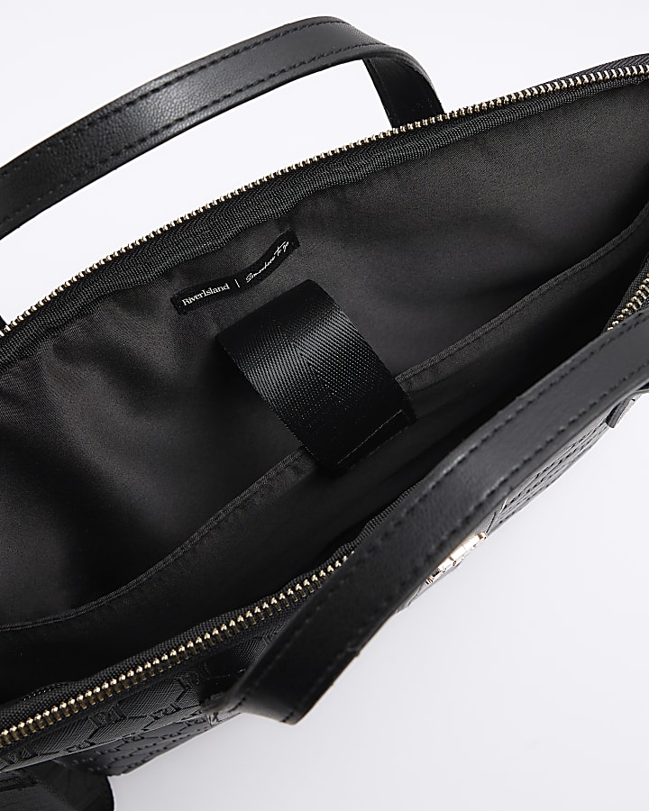 Black embossed RI monogram laptop bag