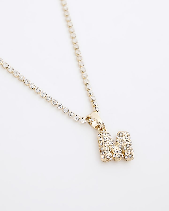 Gold M initial necklace