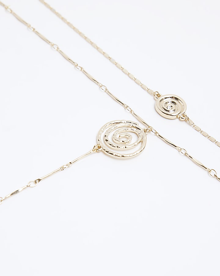 Gold Swirl Multirow Necklace