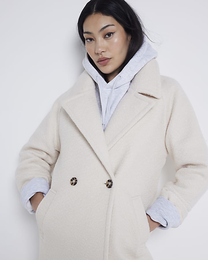 Cream Double breasted Slouch Coat