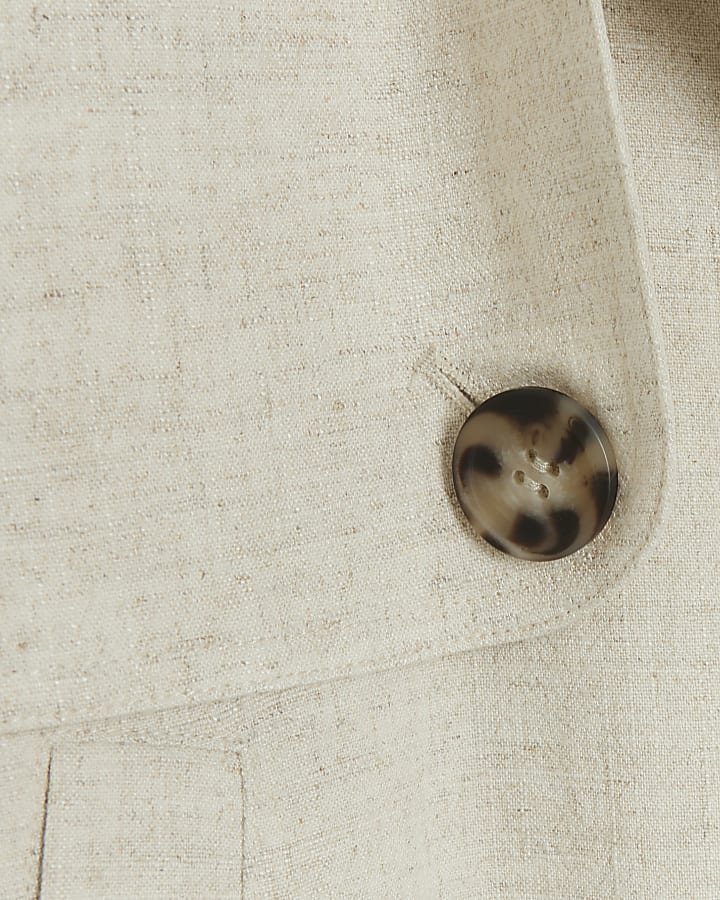 Beige cropped linen blend jacket
