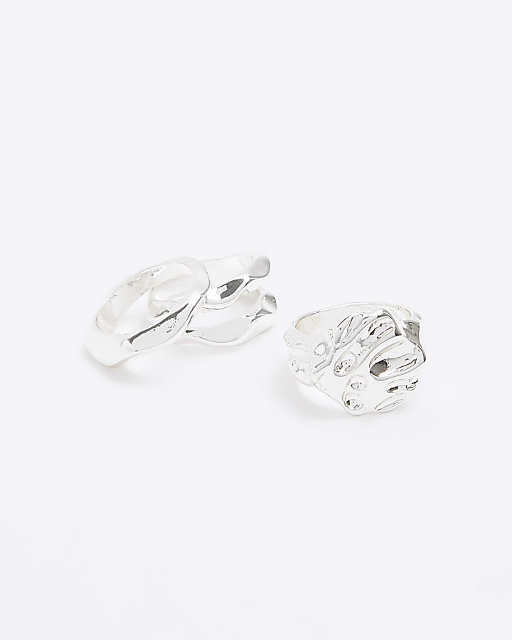 Silver Hammered Rings Multipack