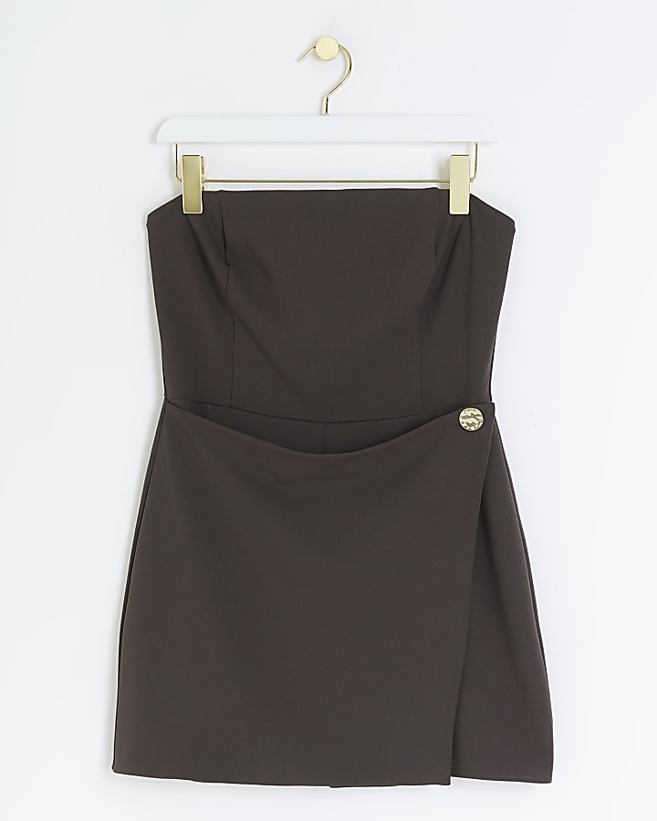 Grey bandeau wrap playsuit