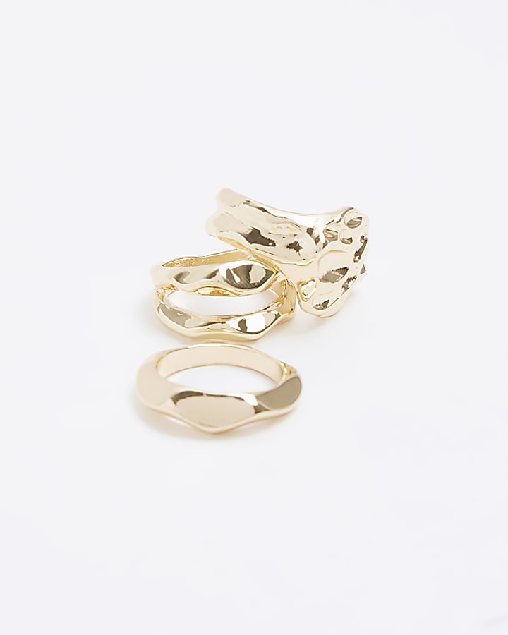 Gold Hammered Rings Multipack