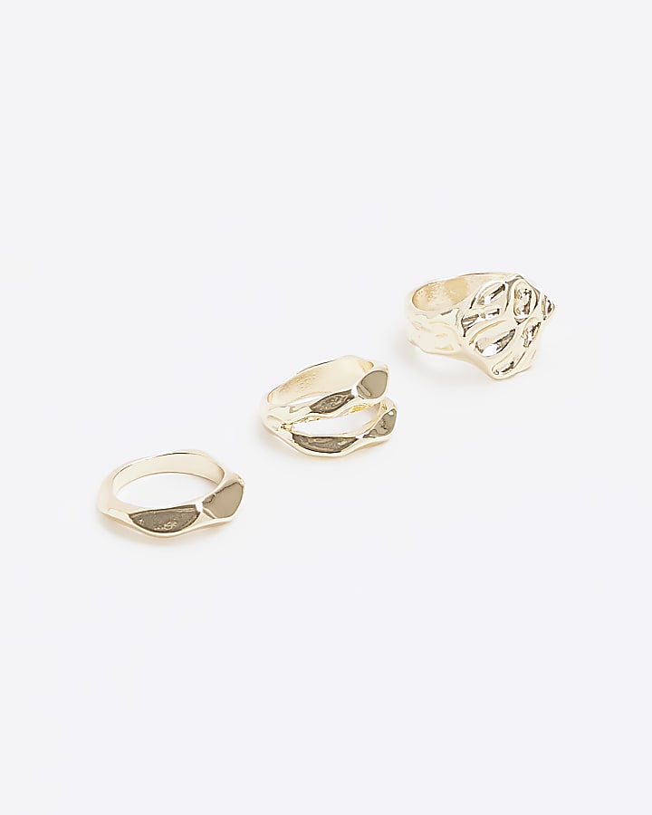 Gold Hammered Rings Multipack