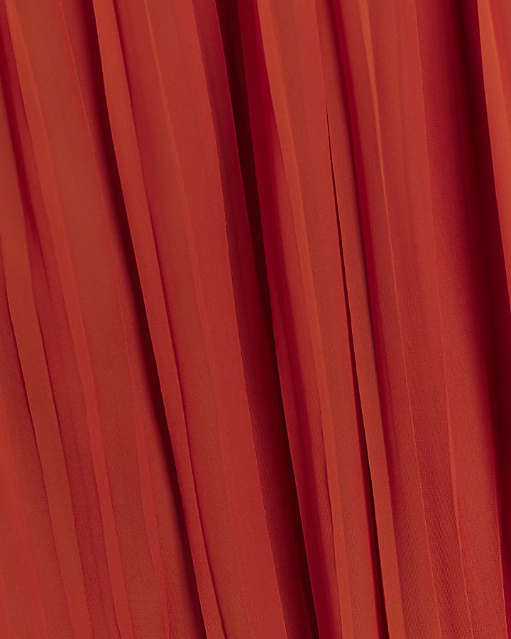 Red plisse one shoulder shift mini dress