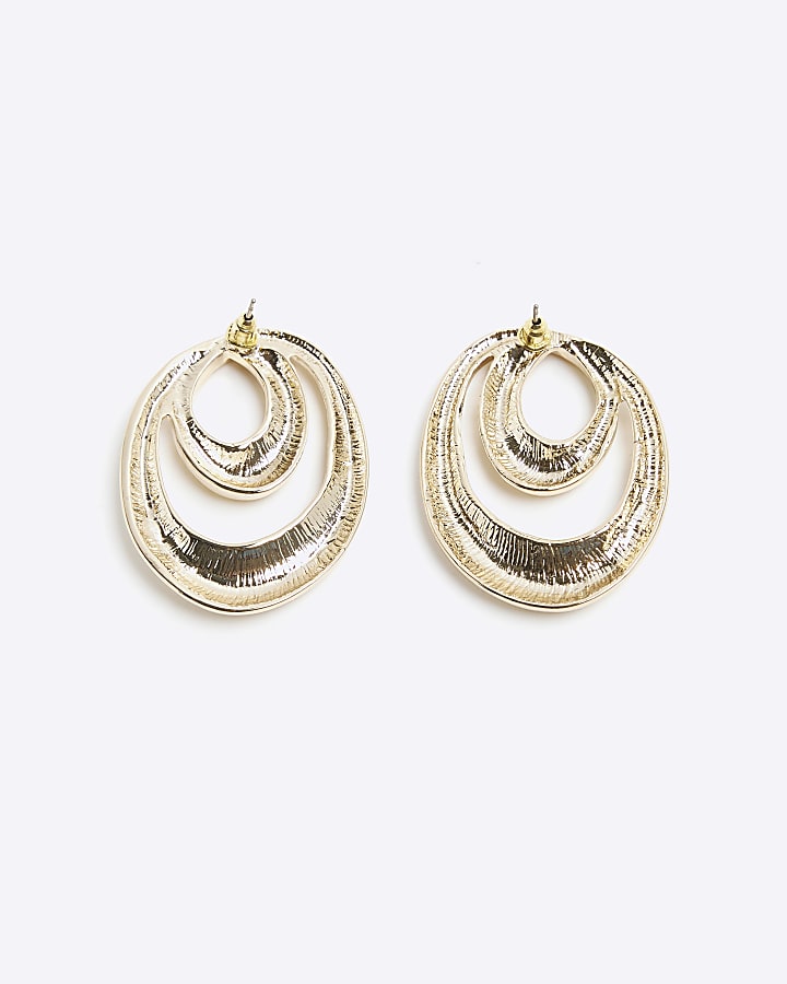 Gold Large Swirl Stud Earrings