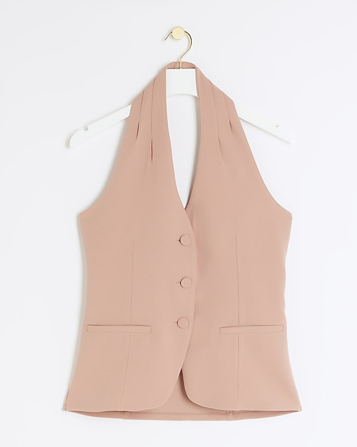 Pink halter neck waistcoat