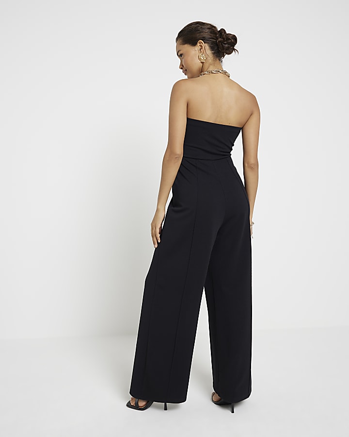 Petite black bandeau jumpsuit