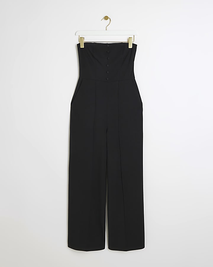 Petite black bandeau jumpsuit