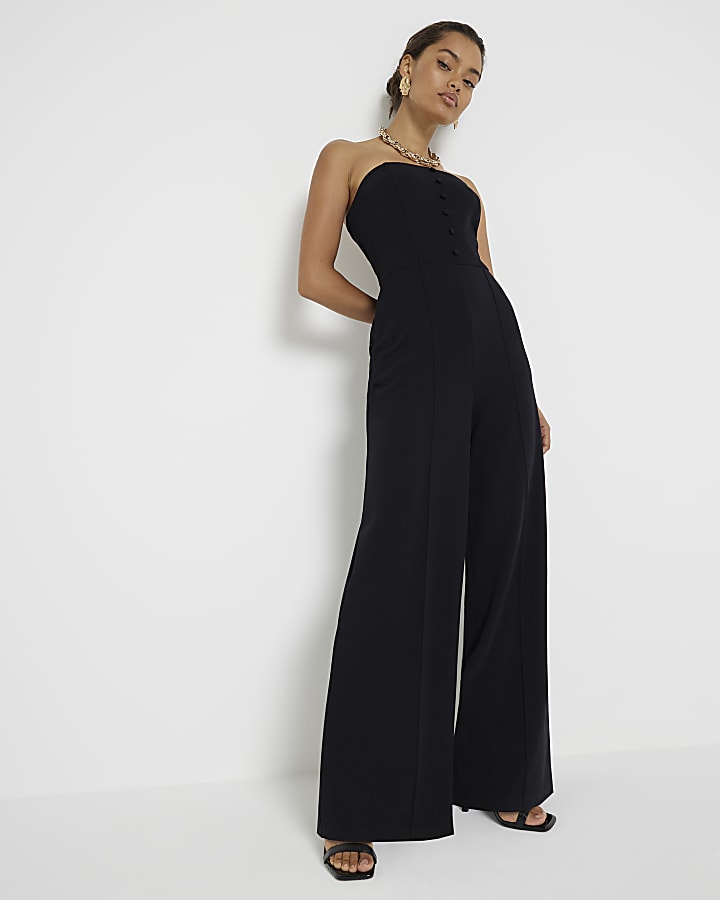 Petite black bandeau jumpsuit