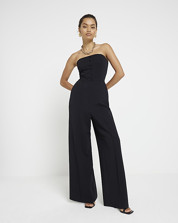 Petite black bandeau jumpsuit