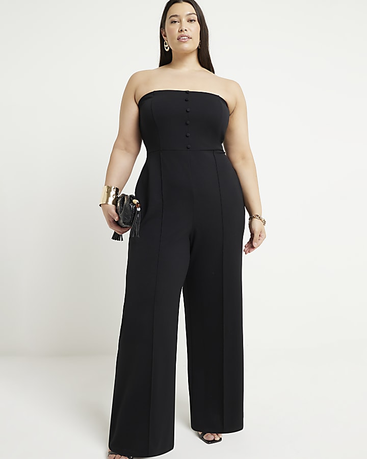 Plus black bandeau jumpsuit