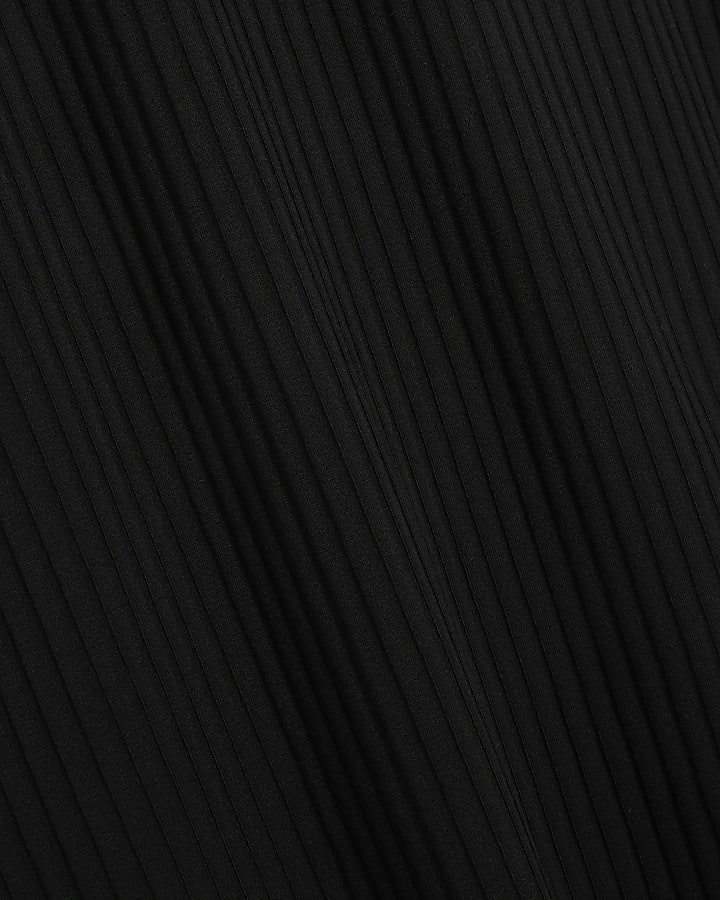 Black ribbed stitched bodycon midi dress