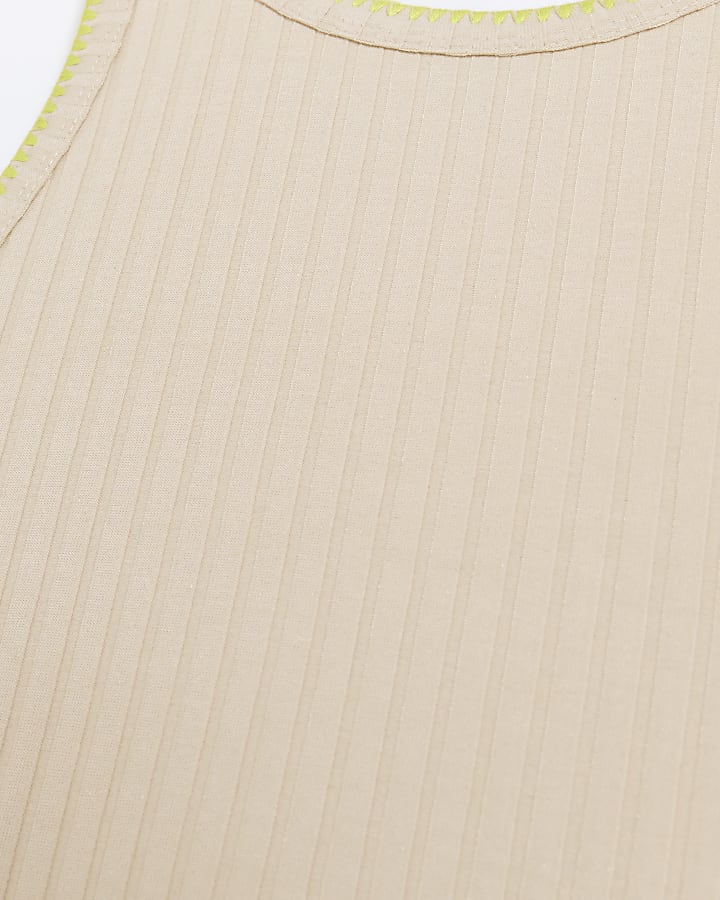 Stone ribbed whipstitch bodycon midi dress