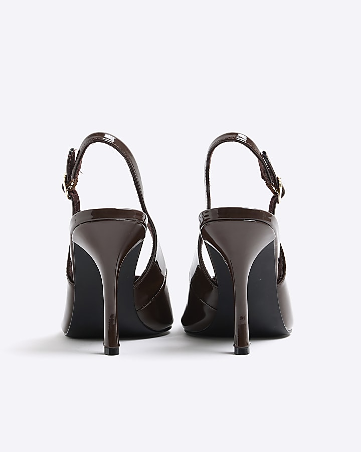 Brown slingback court heels