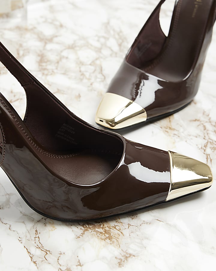 Brown slingback court heels