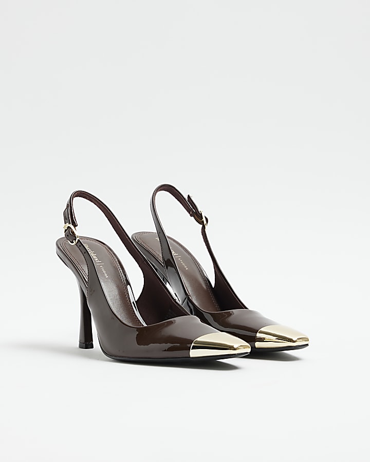 Brown slingback court heels