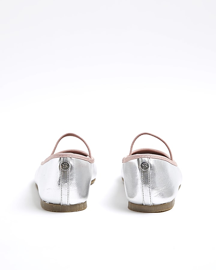 Silver Mary Jane Ballet Pumps