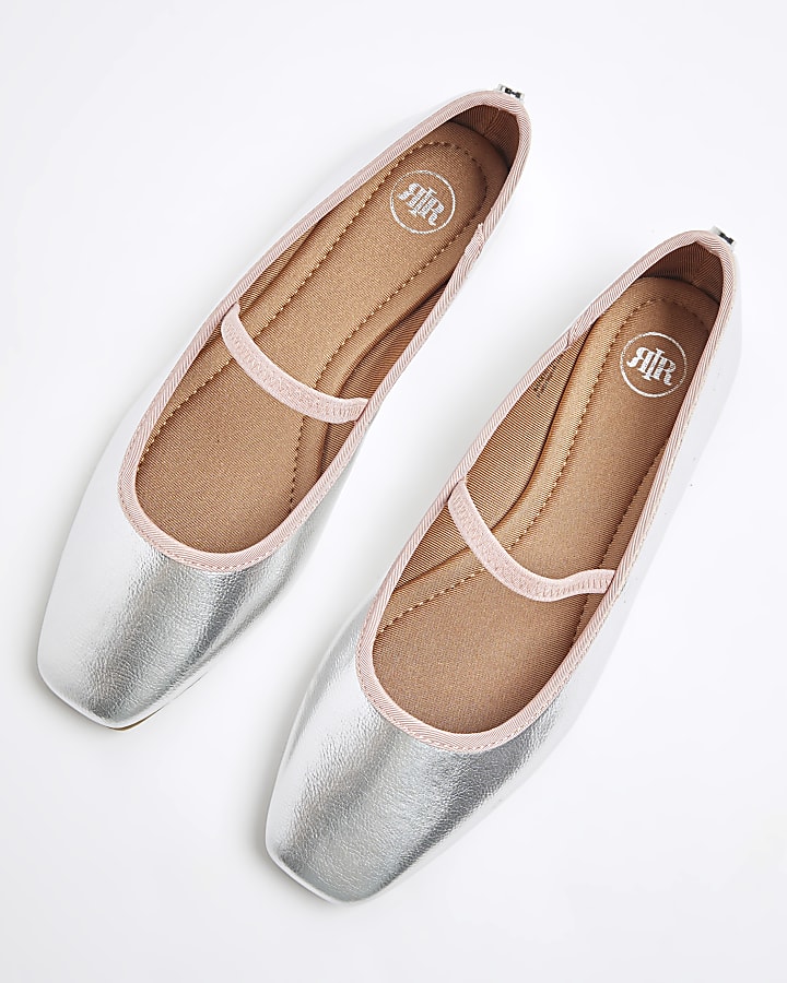 Silver Mary Jane Ballet Pumps