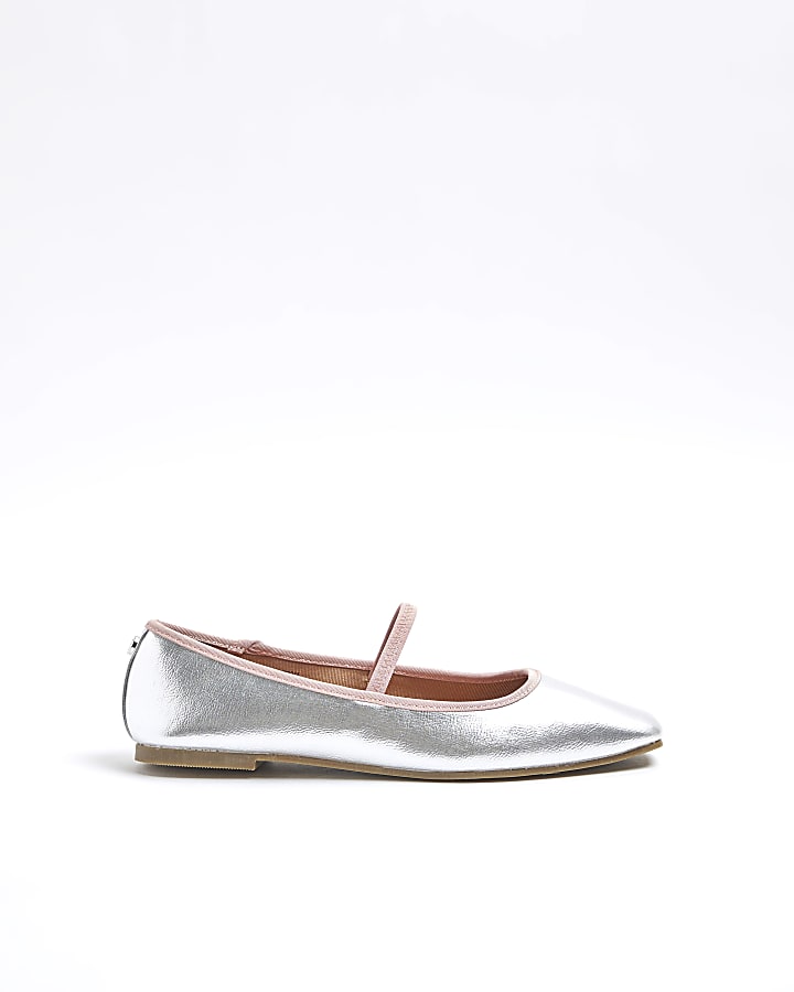 Silver Mary Jane Ballet Pumps