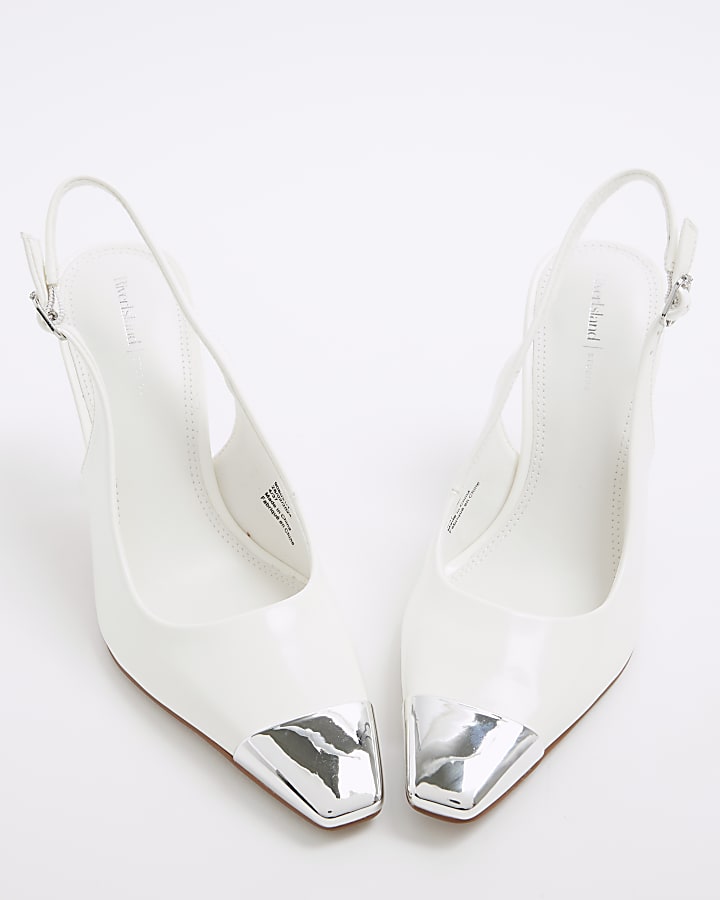 White slingback court heels