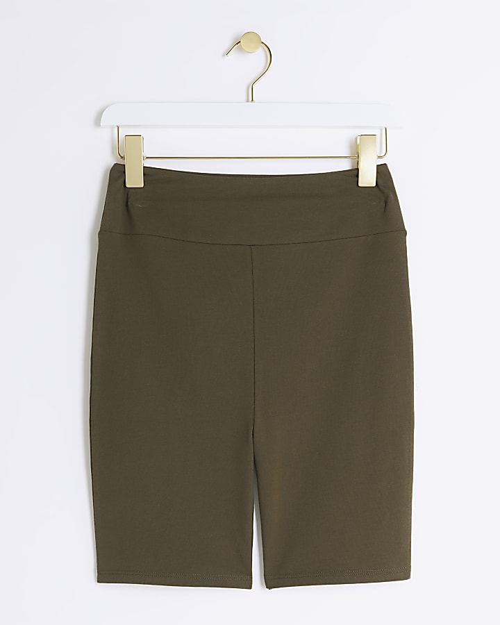 Khaki high waisted cycling shorts