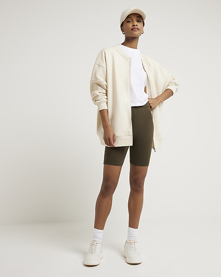 Khaki high waisted cycling shorts