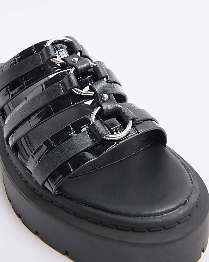 Black Strappy Gladiator Sandals