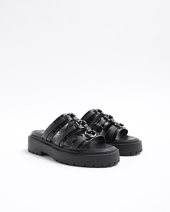 Black Strappy Gladiator Sandals