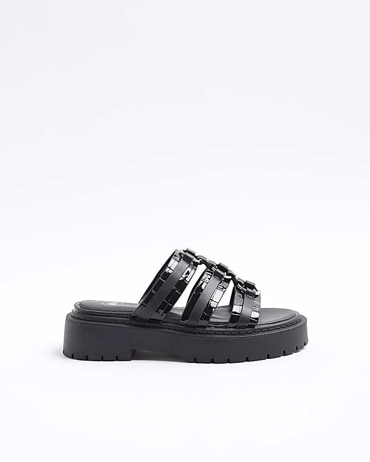 Black Strappy Gladiator Sandals
