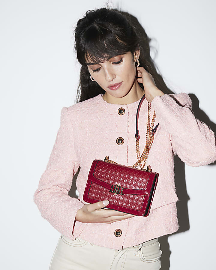 Pink boucle crop trophy jacket