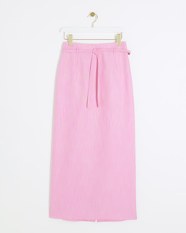 RI Studio Pink texture pencil maxi skirt