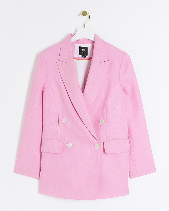 RI Studio Pink texture double breasted blazer