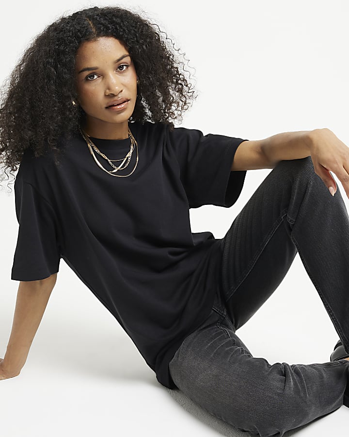 Black oversized plain t-shirt