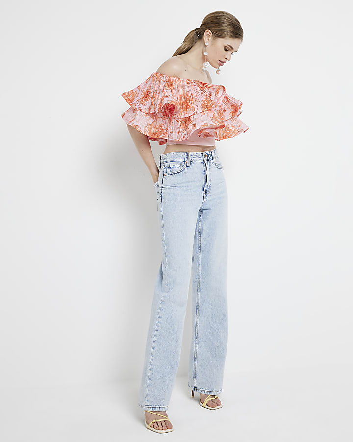 Floral bardot top hotsell