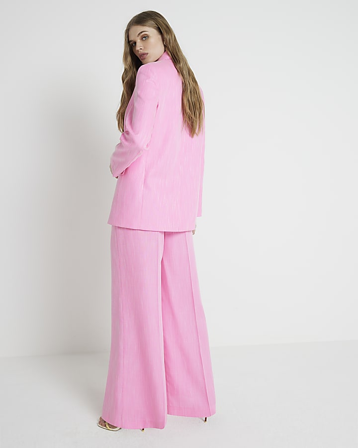 RI Studio Pink textured wide leg trousers