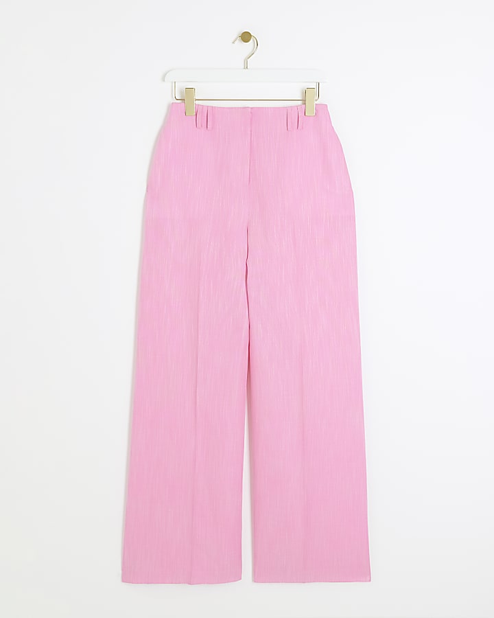 RI Studio Pink textured wide leg trousers