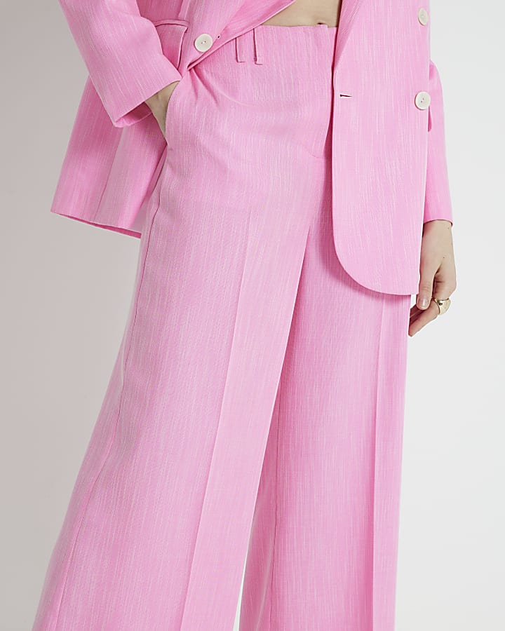 RI Studio Pink textured wide leg trousers