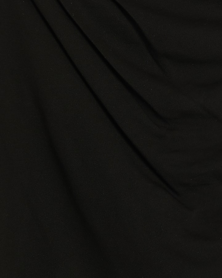 Black drape neck shift maxi dress