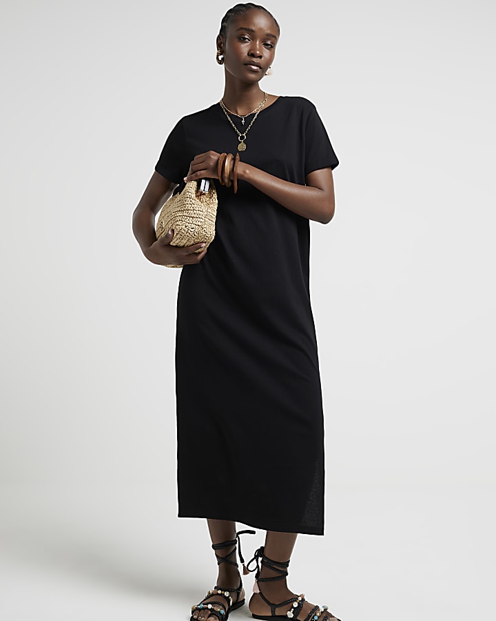 Black midi t-shirt dress