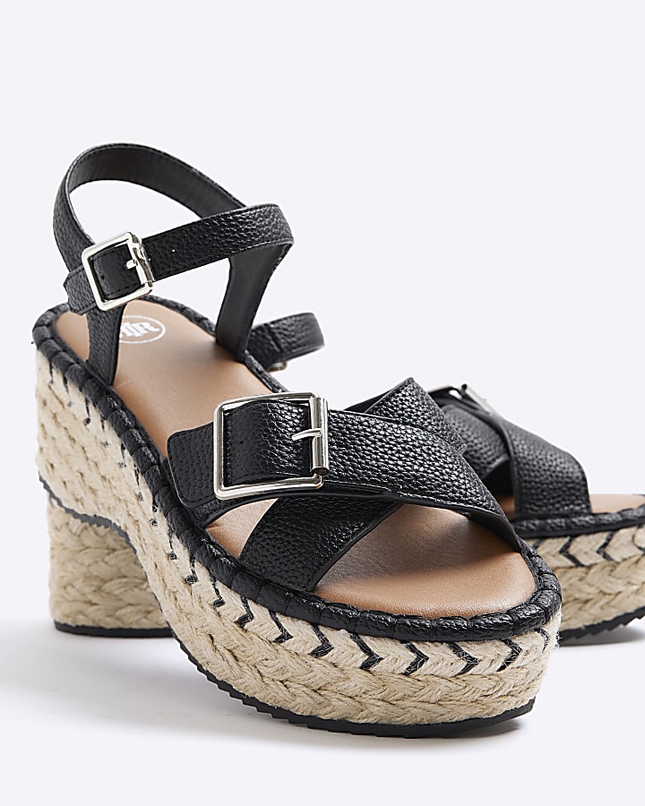 Black Espadrille Wedge sandals