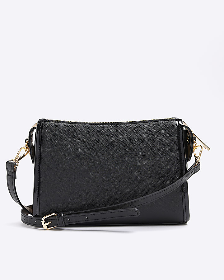 Black RI monogram panel cross body bag