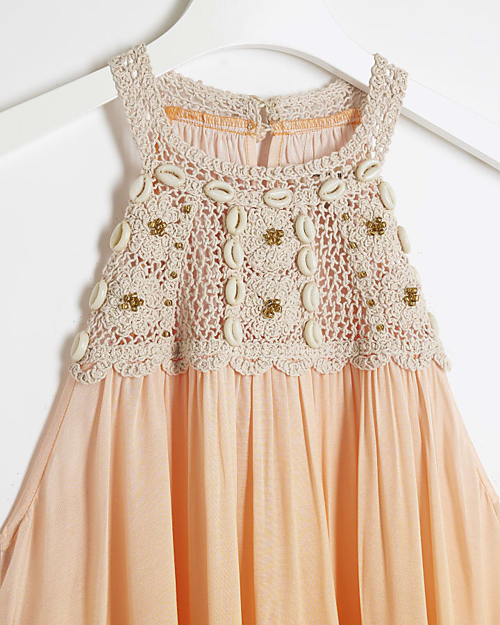 Pink ombre shell beach maxi dress