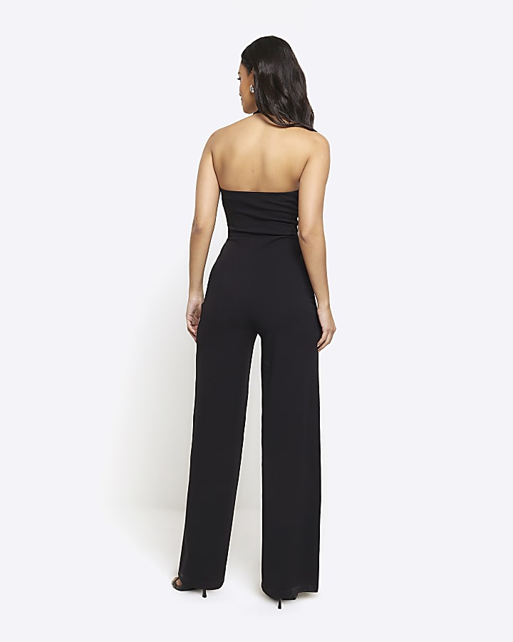 Black crossed halter neck jumpsuit