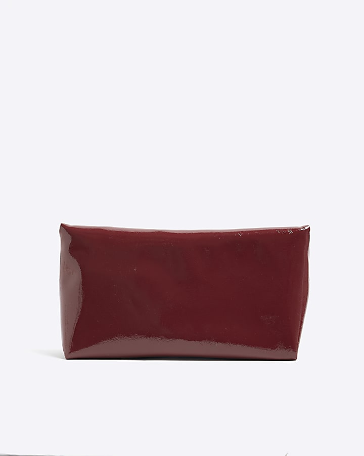 Red Roll Top Patent Clutch Bag